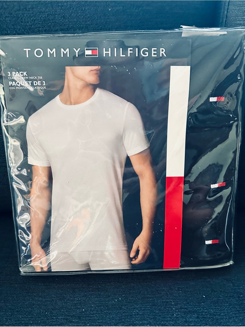 Men’s Classic Tommy Hilfiger Black Short Sleeve Crew Neck Slim Fit T-Shirt Pack